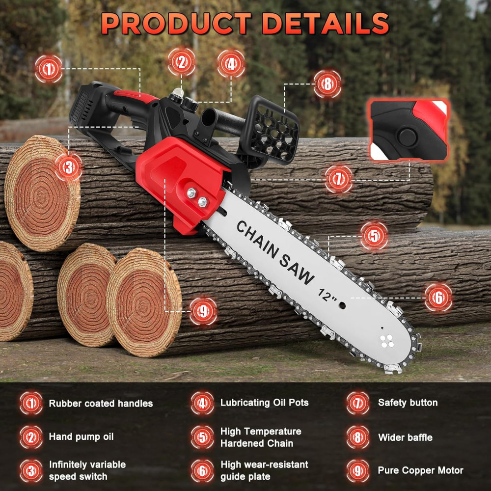 Chainsaw sans fil Avec 2 Batteries