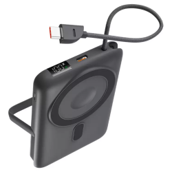 Power Bank KSIX 10 000 mAh / PD 22,5 W / Compatible avec la charge magnétique / Support intégré / Gris