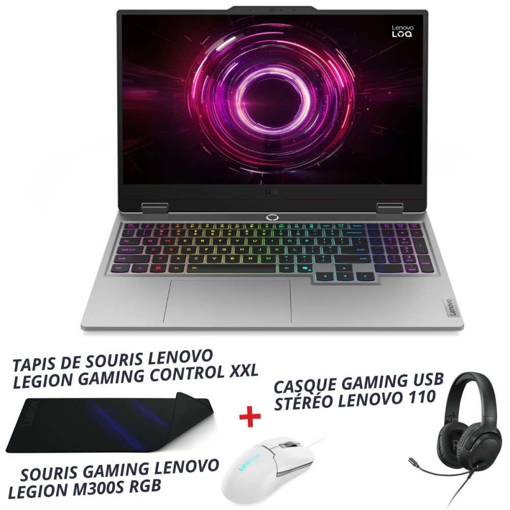 Pc Portable Gamer Lenovo LOQ 15AHP10 / Ryzen 5 220 / RTX 5050 8G / 32 Go DDR5 / 512 Go SSD / Gris