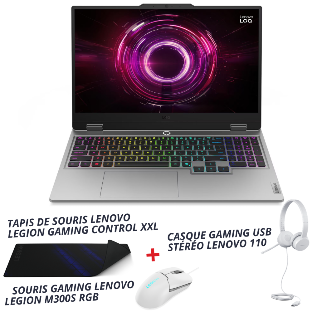 Pc Portable Gamer Lenovo LOQ 15AHP10 / Ryzen 5 220 / RTX 5050 8G / 24 Go DDR5 / 512 Go SSD / Gris