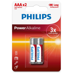 2 PILES PHILIPS POWER ALKALINE AAA BP12