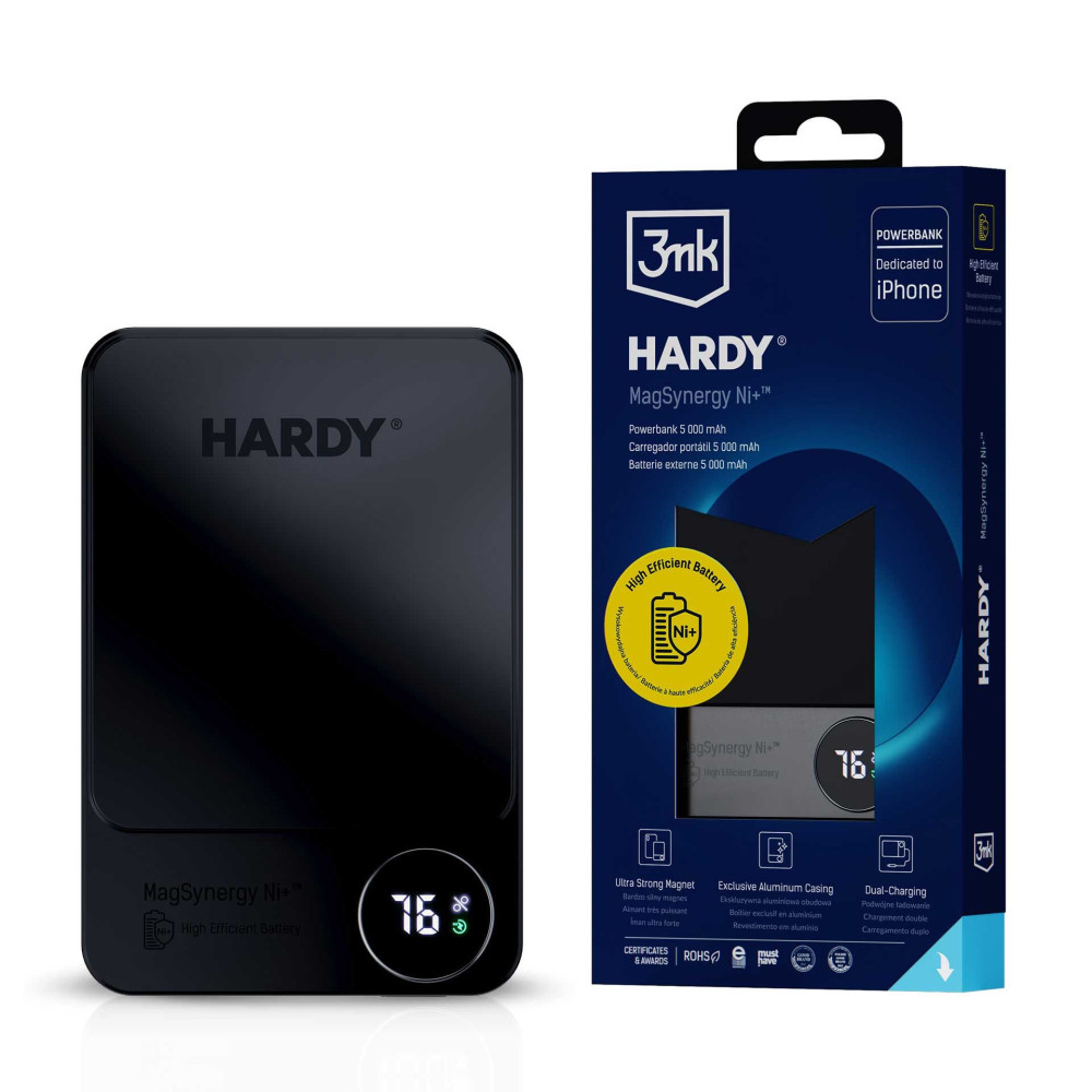 Power Bank 3mk HARDY MagSynergy Ni+ 5000 mAh 22,5W / Noir