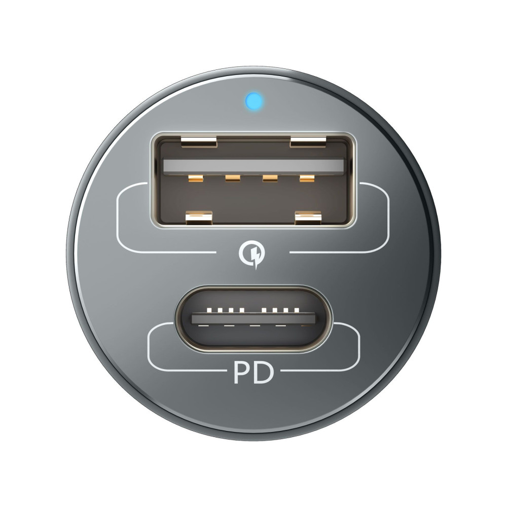 Chargeur de voiture 3mk Hyper 100 W PD QC PPS USB 1A1C Argent/Gris