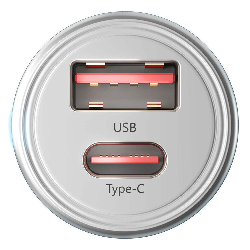 Chargeur de voiture 3mk Hyper 45W PD QC PPS USB 1A1C / Argent