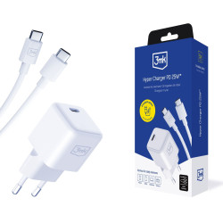 Chargeur 3mk Hyper Charger PD 25W + câble USB-C / blanc