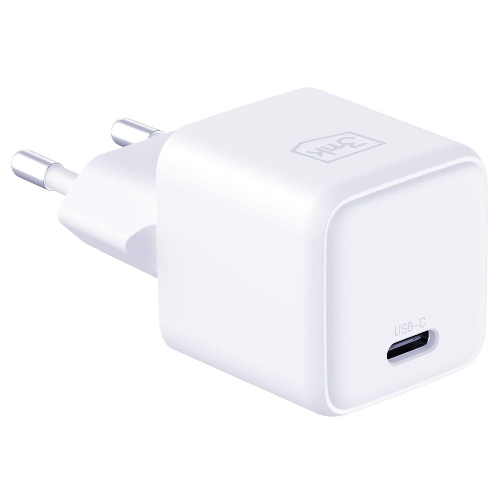 Chargeur 3mk Hyper Charger PD 25W + câble USB-C / blanc