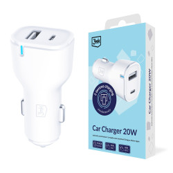 Chargeur de voiture 3mk  PD 20W- 02 ports USB C et USB A
