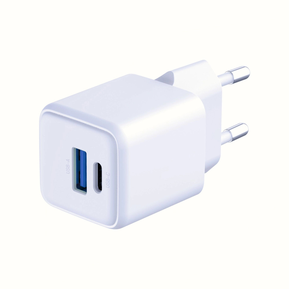 Chargeur mural 3mk Hyper GaN 20 W QC4+ PD PPS USB-C USB-A / blanc