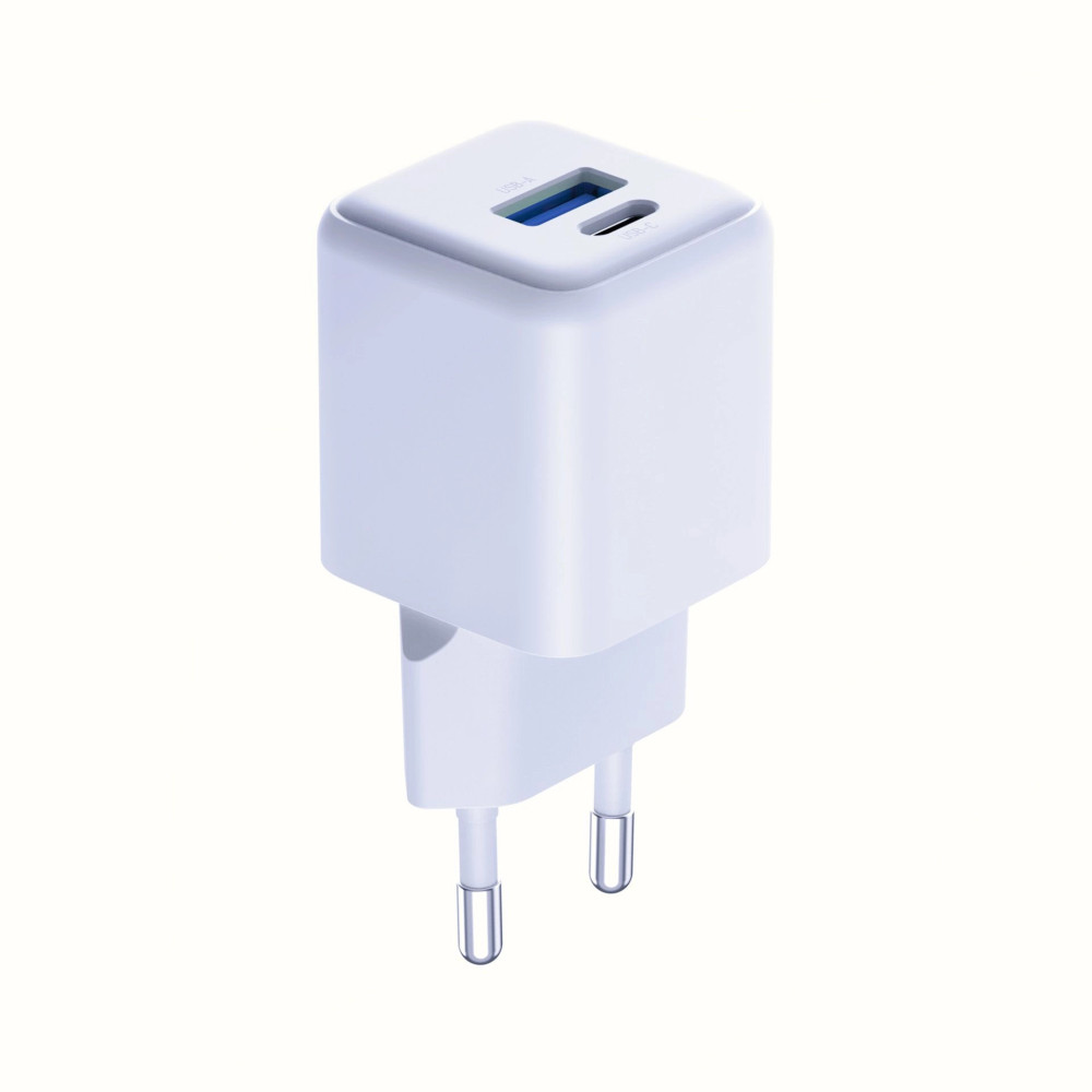 Chargeur mural 3mk Hyper GaN 20 W QC4+ PD PPS USB-C USB-A / blanc