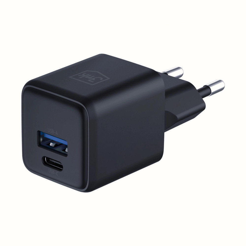 Chargeur mural 3mk Hyper GaN 20 W QC4+ PD PPS USB-C USB-A / Noir