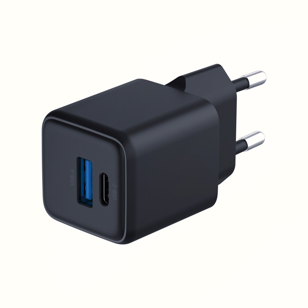 Chargeur mural 3mk Hyper GaN 20 W QC4+ PD PPS USB-C USB-A / Noir