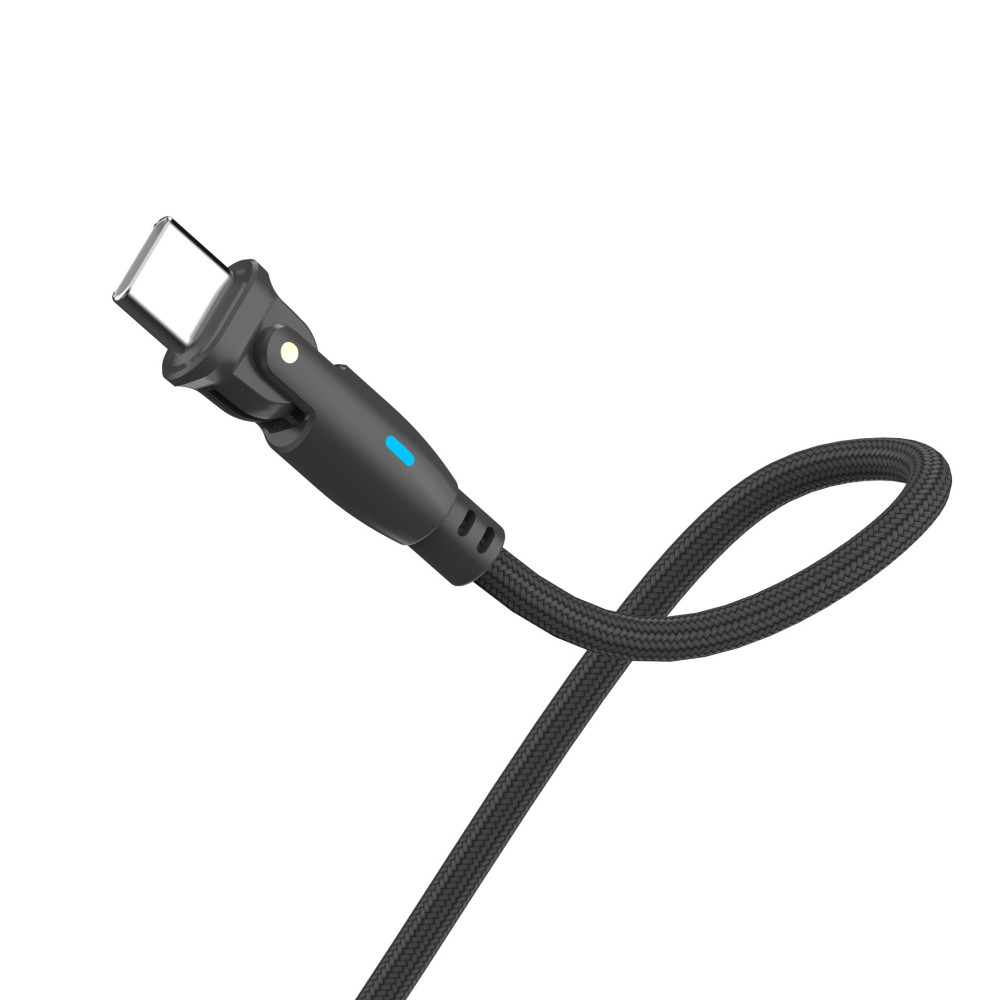 Câble 3mk Hyper série série N USB-C vers USB-C / 2M / 20 V/3 A 60 W / Pivotant / Noir