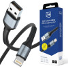 Câble 3mk Hyper Series N USB-A vers Lightning / 1m / 5 V/2,4 A 12 W / Noir