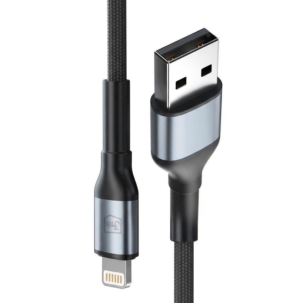 Câble 3mk Hyper Series N USB-A vers Lightning / 1m / 5 V/2,4 A 12 W / Noir