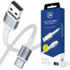 Câble 3mk Hyper série N USB-A vers USB-C / 1 m / QC 3.0 9 V/2 A 18 W / Blanc
