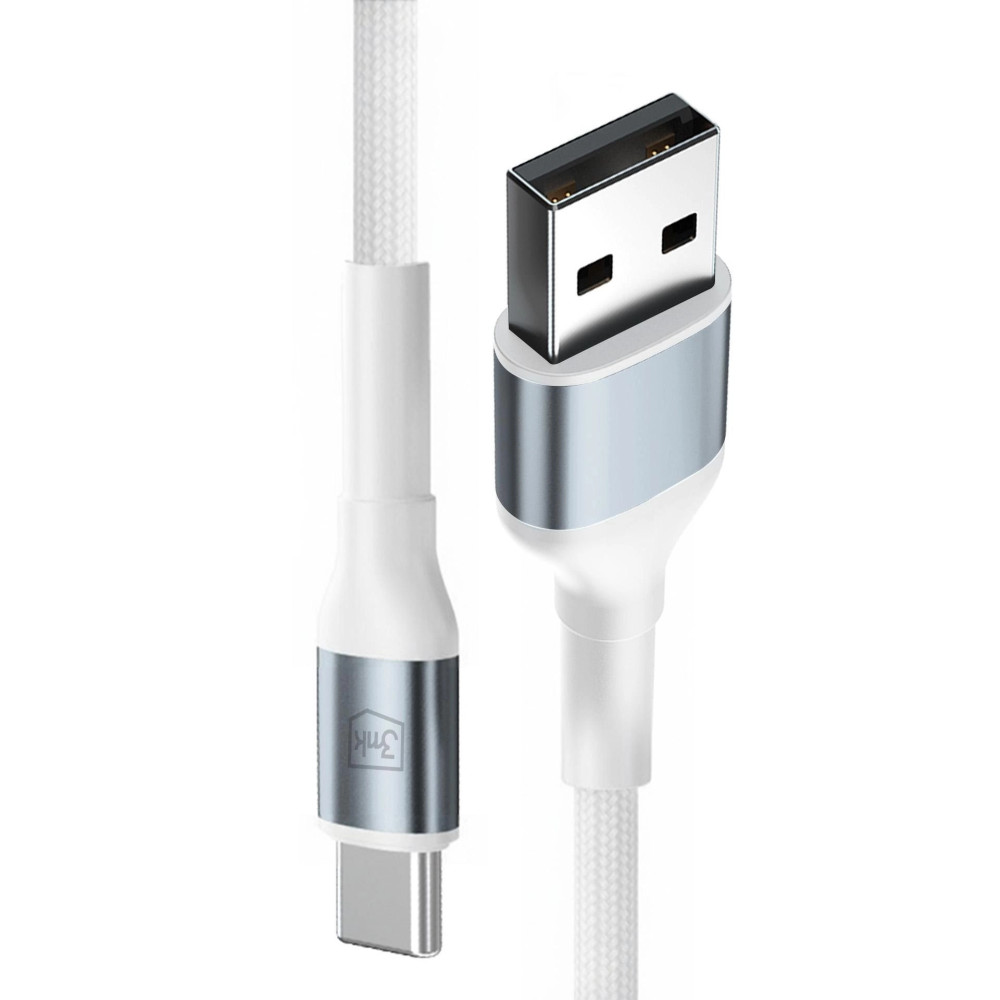 Câble 3mk Hyper série N USB-A vers USB-C / 1 m / QC 3.0 9 V/2 A 18 W / Blanc