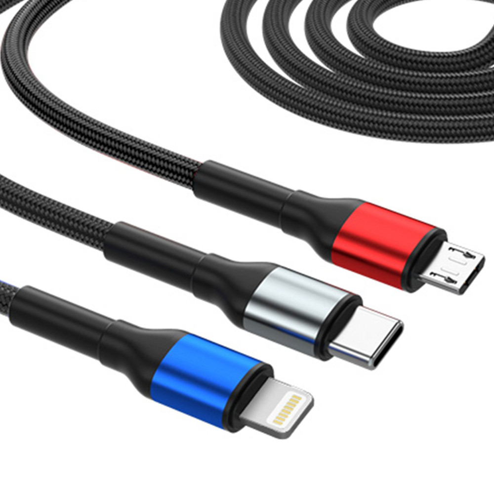 Câble 3mk Hyper série N A/C vers C/Lightning/Micro / 1.2 m  / 18W / 9 V/2 A