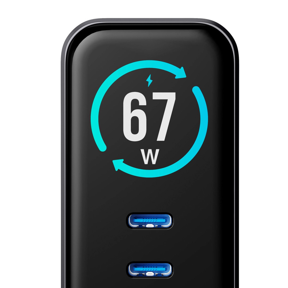 Chargeur mural 3mk incharge Lumin / avec écran TFT QC 4+ PPS / 67W  / Noir