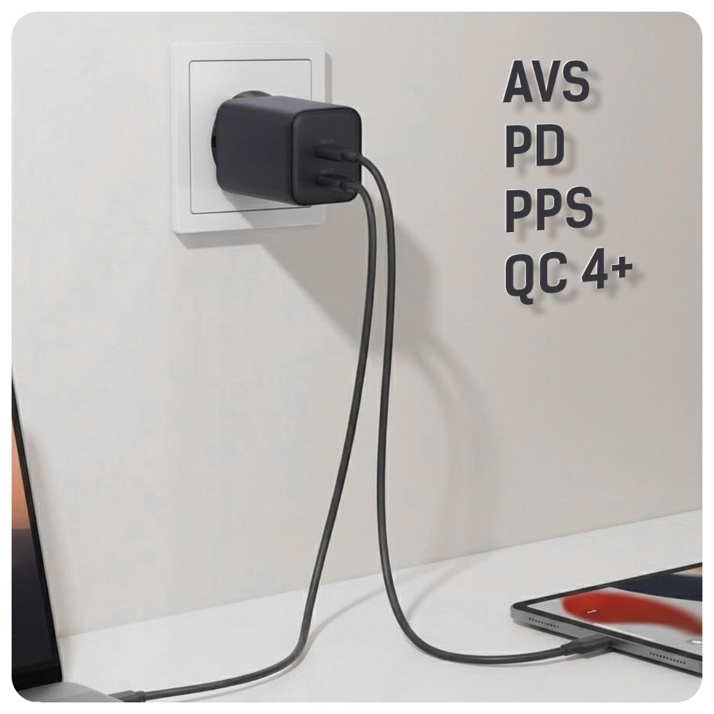 Chargeur 3mk Hyper PD 45W GaN AVS QC4+ PPS AFC FCP DCP 2C / Noir