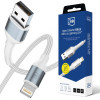 Câble 3mk Hyper Series USB-A vers Lightning / 1m / QC 3.0 5 V/2,4 A 12W / Blanc
