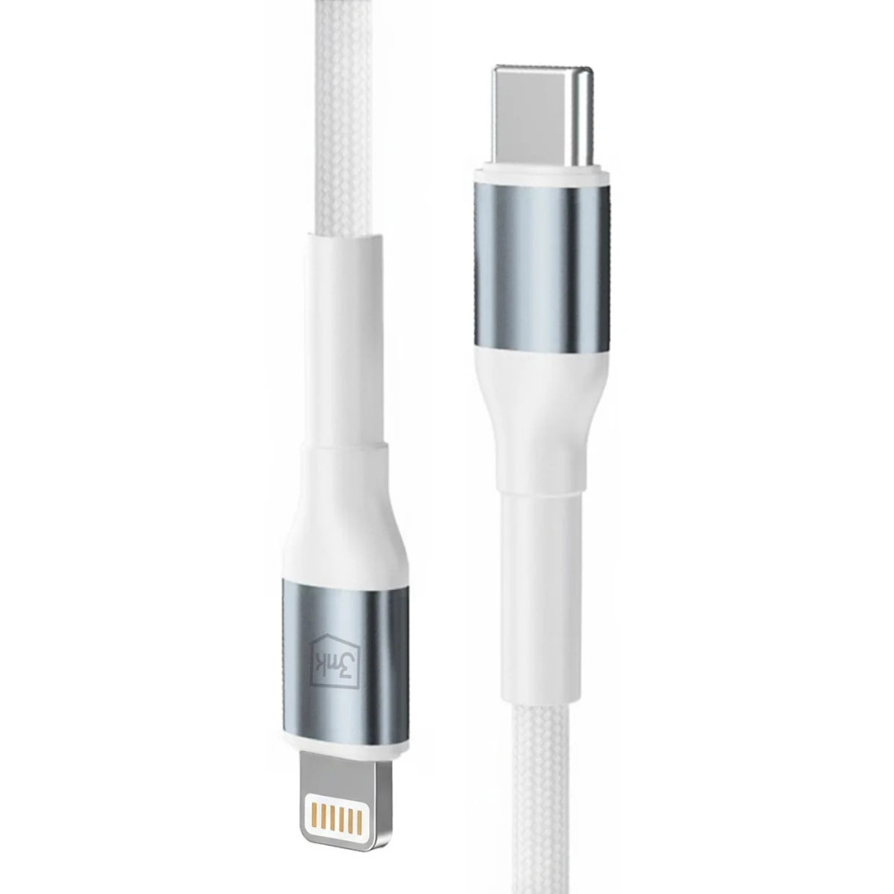 Câble 3mk Hyper série N USB-C vers Lightning / 1 m / PD 3.0 9 V/3 A 27 W / Blanc