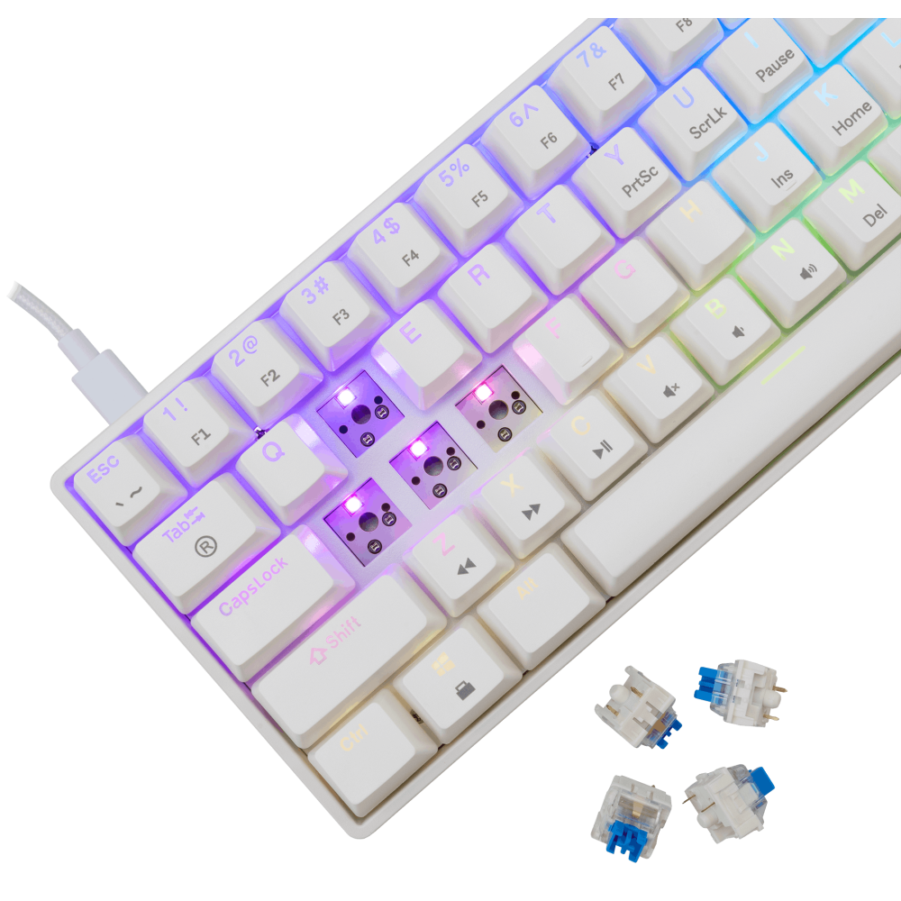 Clavier Gaming  White Shark GK-004221 SHINOBI-2 / White / US - BLUE