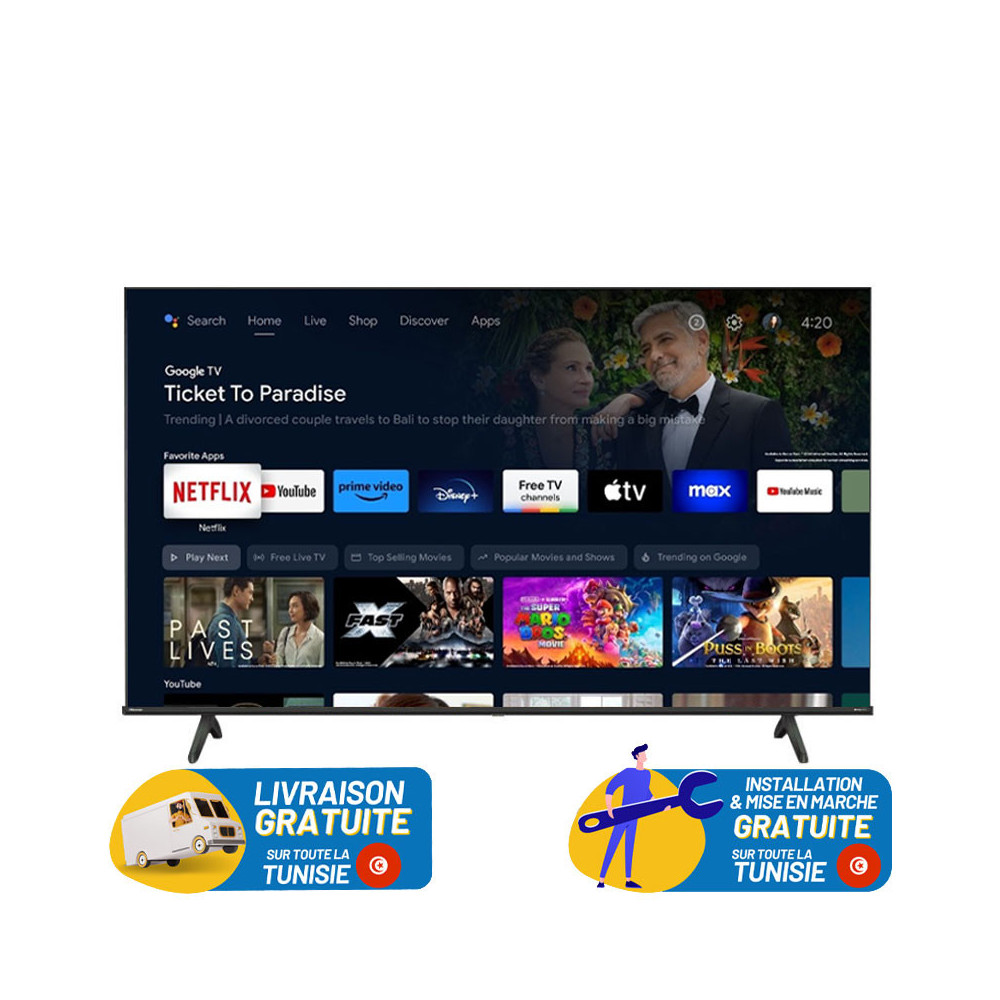 TV HISENSE 55" Smart Série 4K UHD A6500N SERIES GOOGLE TV
