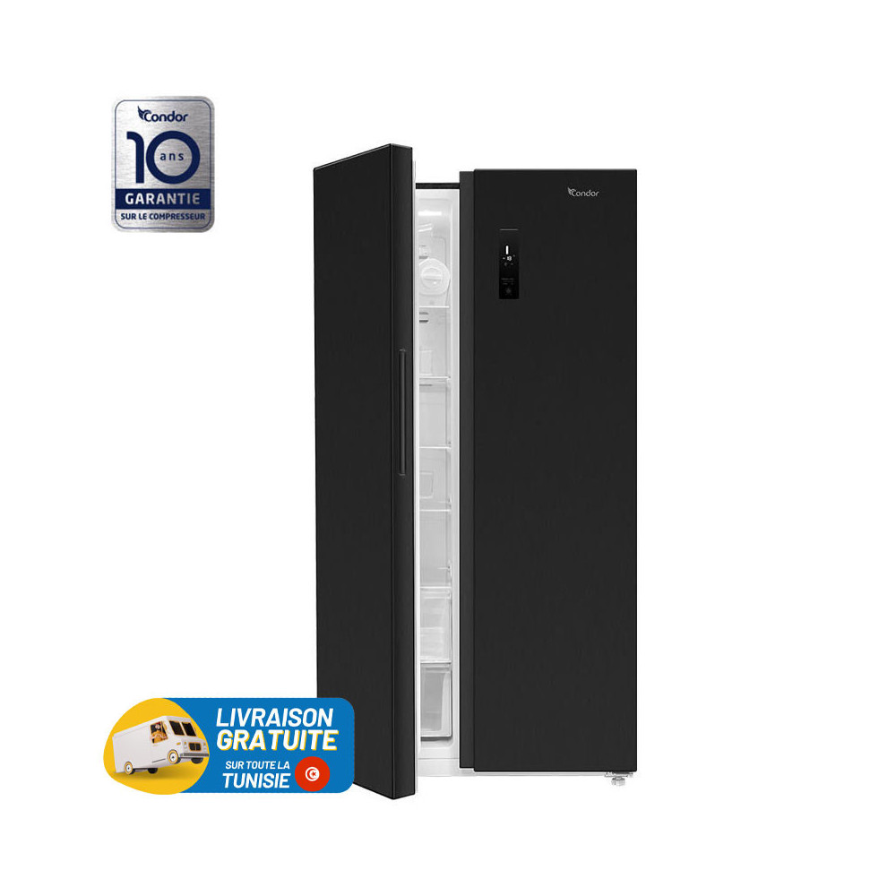 Réfrigérateur CONDOR Side By Side INVERTER No Frost 640 Litres / CRS81NDX / Noir