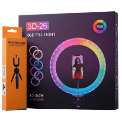 Selfie Ring Light 26 CM + Trepied PM  / RGB / Noir