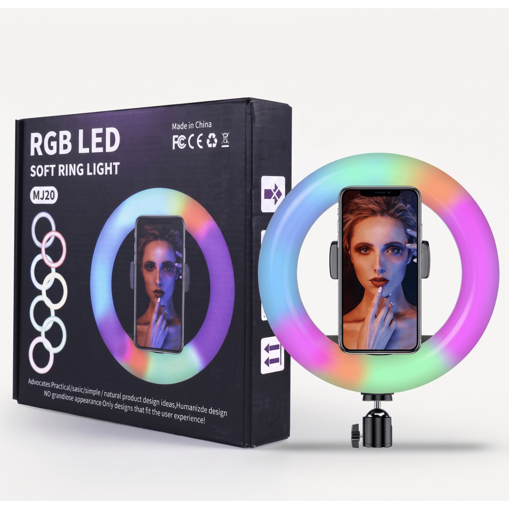 Selfie Ring Light 360° + tripode  / RGB / Noir
