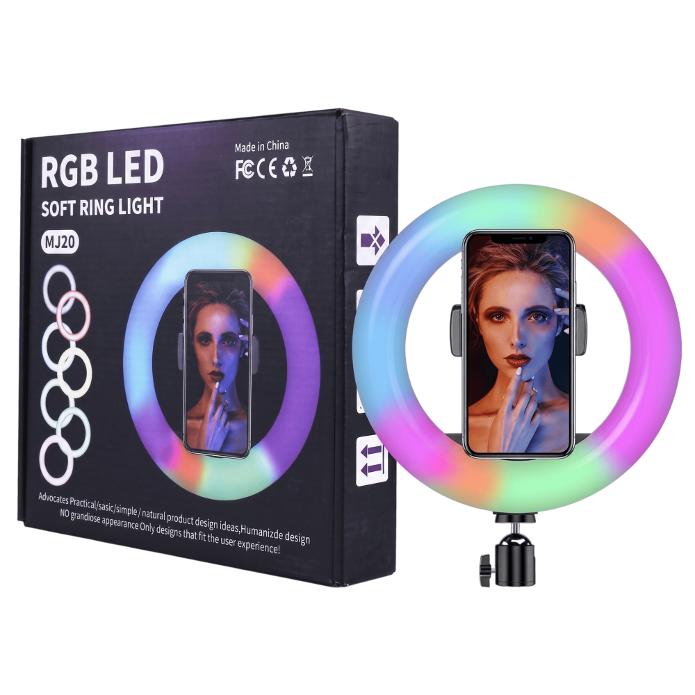 Selfie Ring Light 360° + tripode  / RGB / Noir