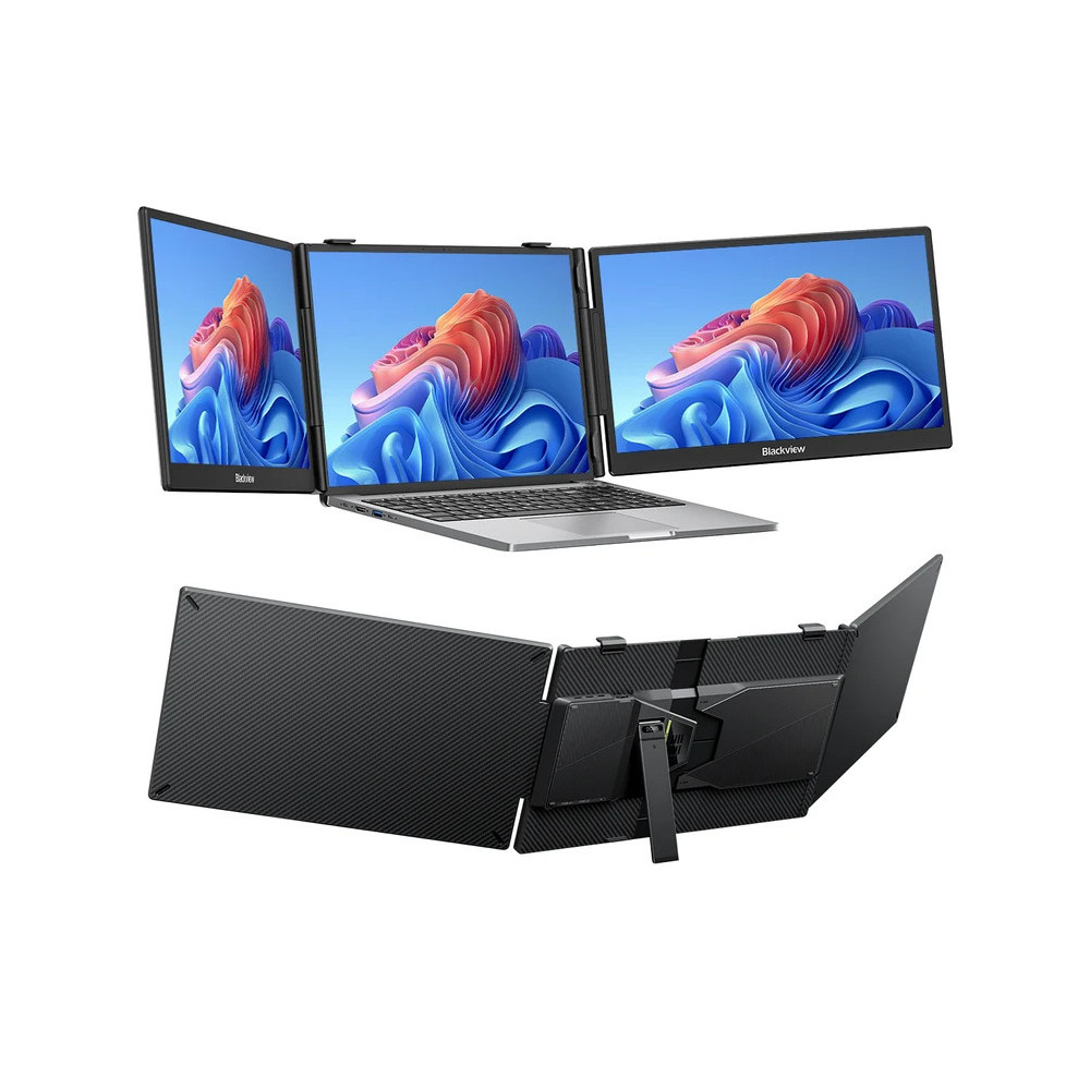 Blackview DCM5 Écran portable double moniteur 14" pour ordinateur portable avec haut-parleur / Full HD / USB-C / Gris