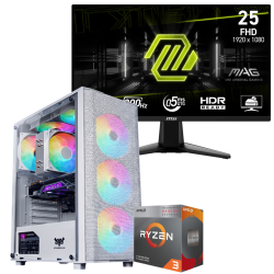 Setup Gamer Special Pc de Bureau Gaming / Ryzen 3 3200G / Vega 8 / 16 Go Avec Écran Gaming MSI 24.5" Full HD IPS / 200 Hz