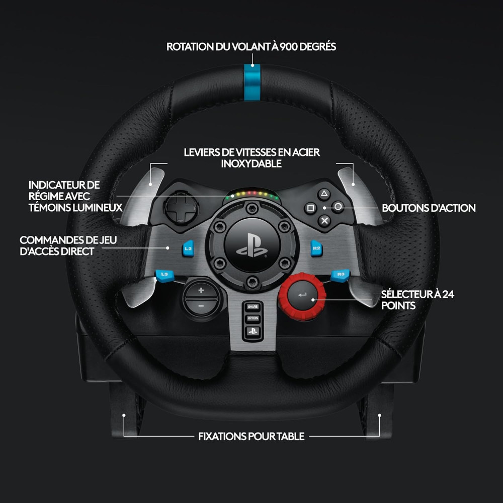 Volant de course Logitech G29 pour PS5-PS4-PS3-PC