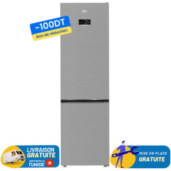 Réfrigerateur Beko Combiné No Frost 460 Litres / B5RCNA460HSX / Silver avec Afficheur + 100 DT BON DE REDUCTION