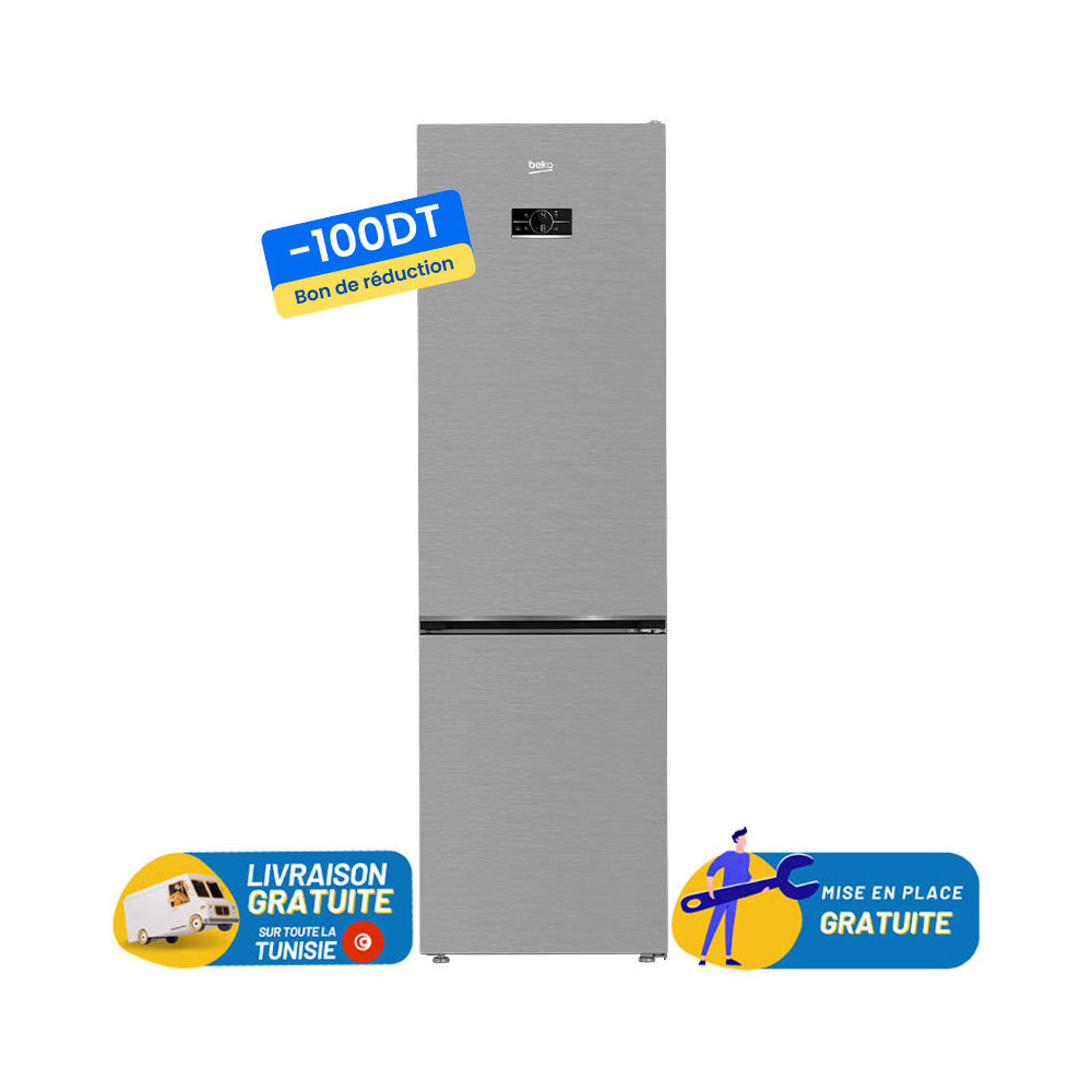 Réfrigerateur Beko Combiné No Frost 460 Litres / B5RCNA460HSX / Silver avec Afficheur + 100 DT BON DE REDUCTION