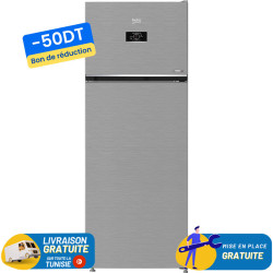 Réfrigérateur Beko No Frost INVERTER Double Portes 455 Litres / RDNG551M20TSX / Silver avec afficheur