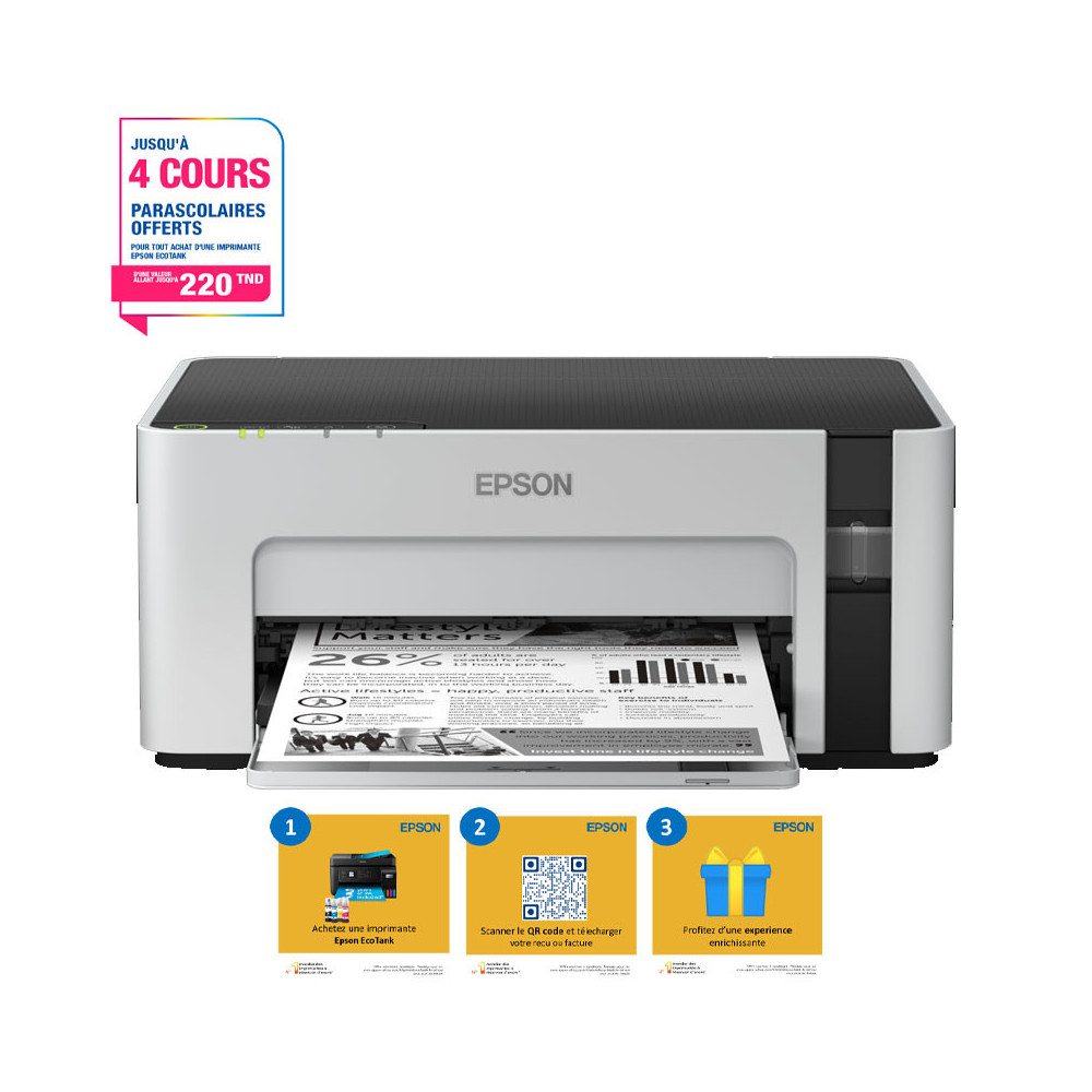 Imprimante à réservoir intégré monochrome ECOTANK ET-M1120 / Wifi / Garantie 3 ans