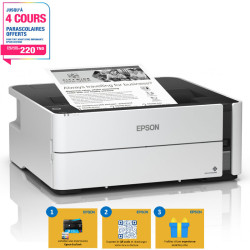 Imprimante à réservoir intégré monochrome Epson ECOTANK ET-M1140 / Recto/verso / Garantie 3 ans  + 2 Bouteilles d'encre