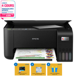 Imprimante Multifonction à réservoir intégré 3en1 couleur Epson ECOTANK L3251 / WiFi + 5 Bouteilles d'encre Epson Incluses