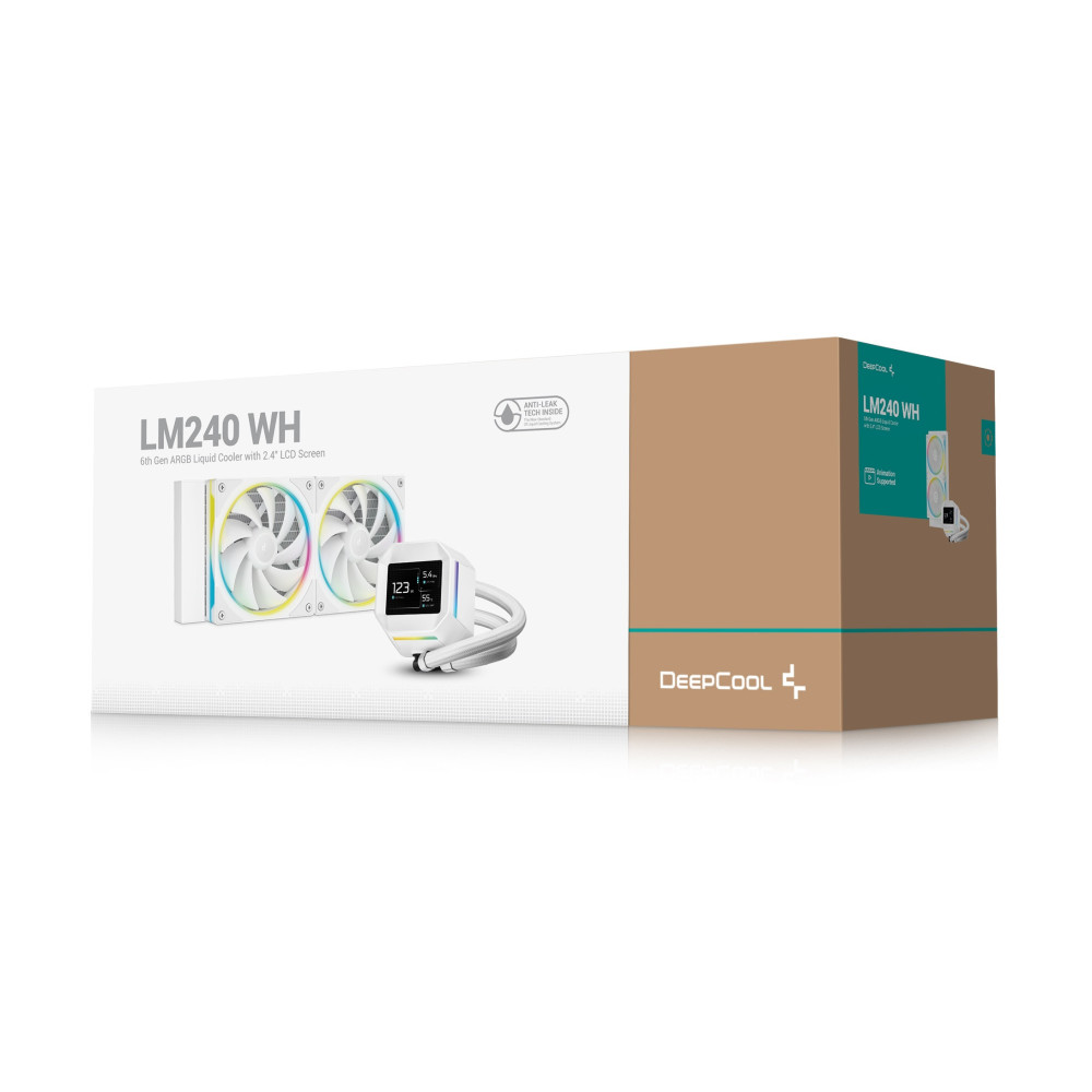 Refroidisseur d'air pour processeur DeepCool LM240 | 2.4" IPS display | Blanc