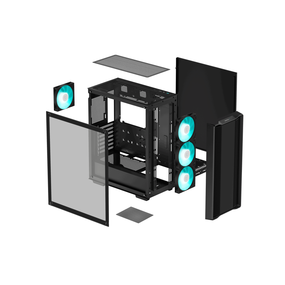 Boitier DeepCool CC560 V2 ATX | 4 ventilateurs LED | Noir