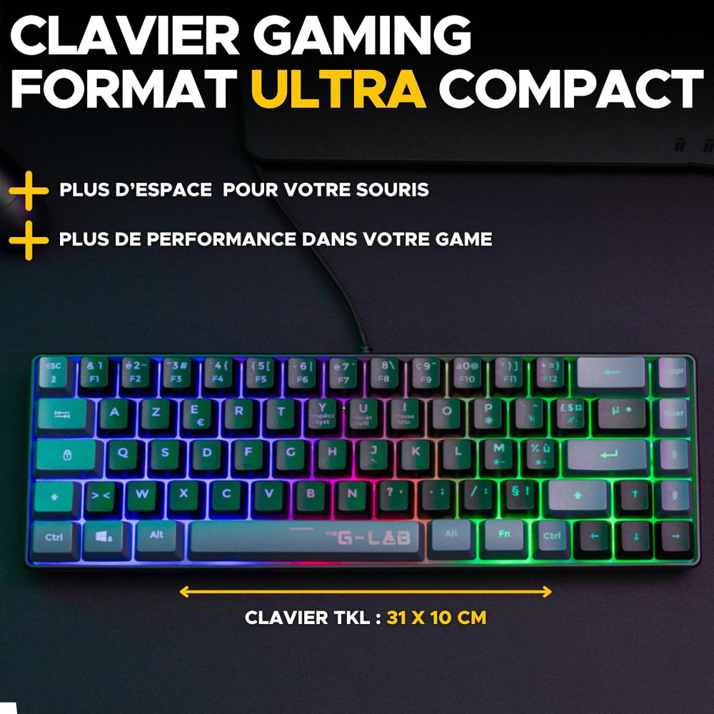 Ensemble Clavier & Souris Gaming THE G-LAB Combo Hydrogen / Noir
