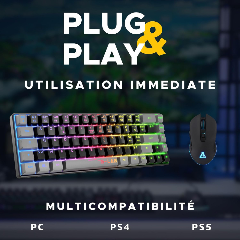 Ensemble Clavier & Souris Gaming THE G-LAB Combo Hydrogen / Noir