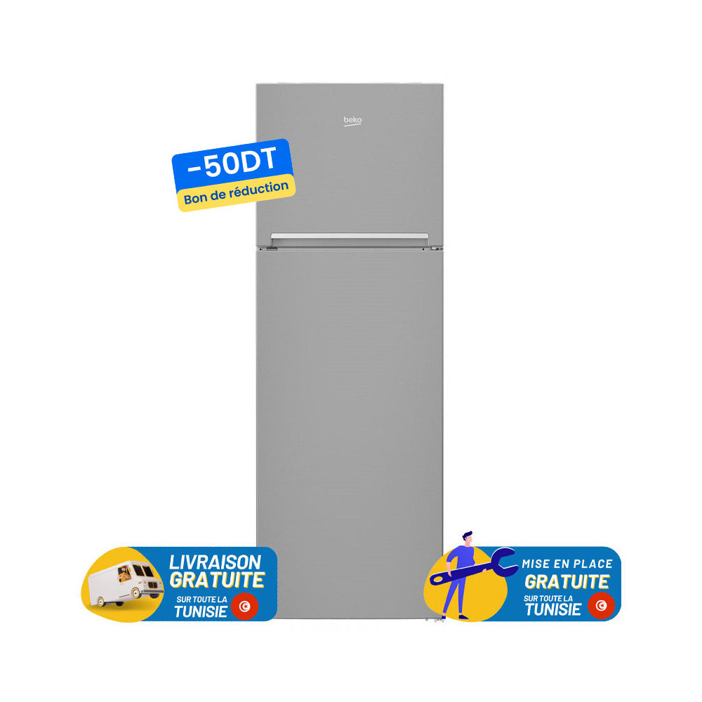 Réfrigérateur BEKO LESS Frost Double Portes 310 Litres / INOX