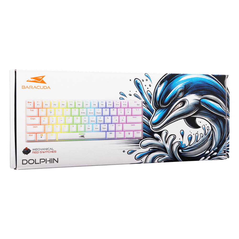 Clavier Gamer Mécanique Baracuda BGK-03211W DOLPHIN / White /Red Switch