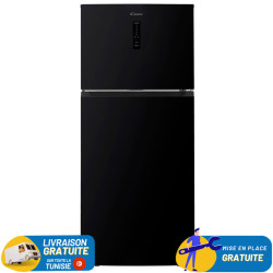 Refrigerateur Candy INVERTER Double Portes 420 Litres No Frost / Noir Miroir avec afficheur
