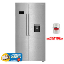 RÉFRIGÉRATEUR ARISTON No Frost  SIDE BY SIDE 630 Litres / inox avec Afficheur et Distributeur d'eau