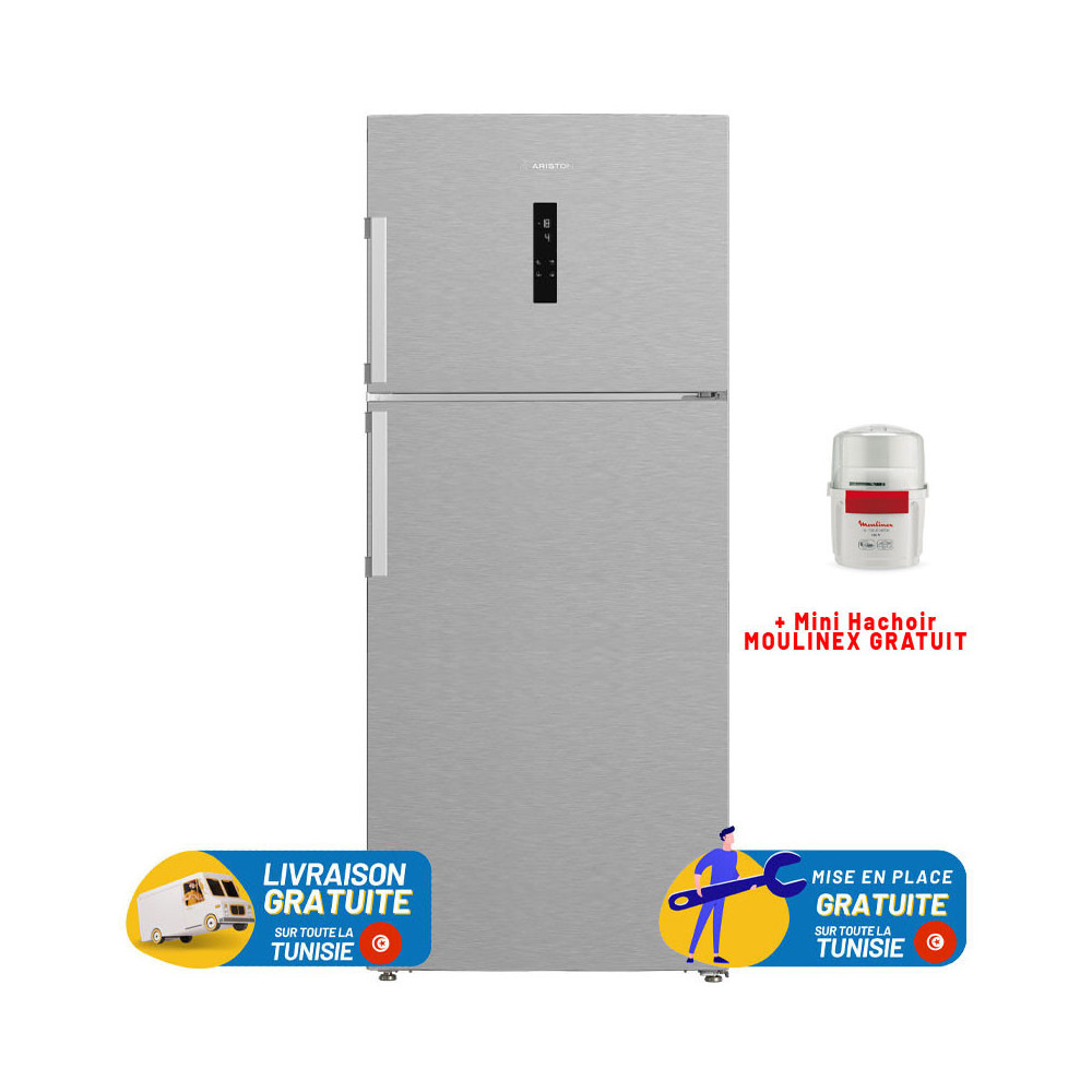 RÉFRIGÉRATEUR ARISTON No Frost DOUBLE PORTES 623 Litres / inox avec AFFICHEUR