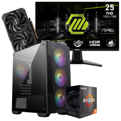 Setup Gamer Special Pc de Bureau Gaming / Ryzen 5 5600X / RTX 5060 8G / 16 Go Avec Écran Gaming MSI 24.5" Full HD IPS / 200 Hz